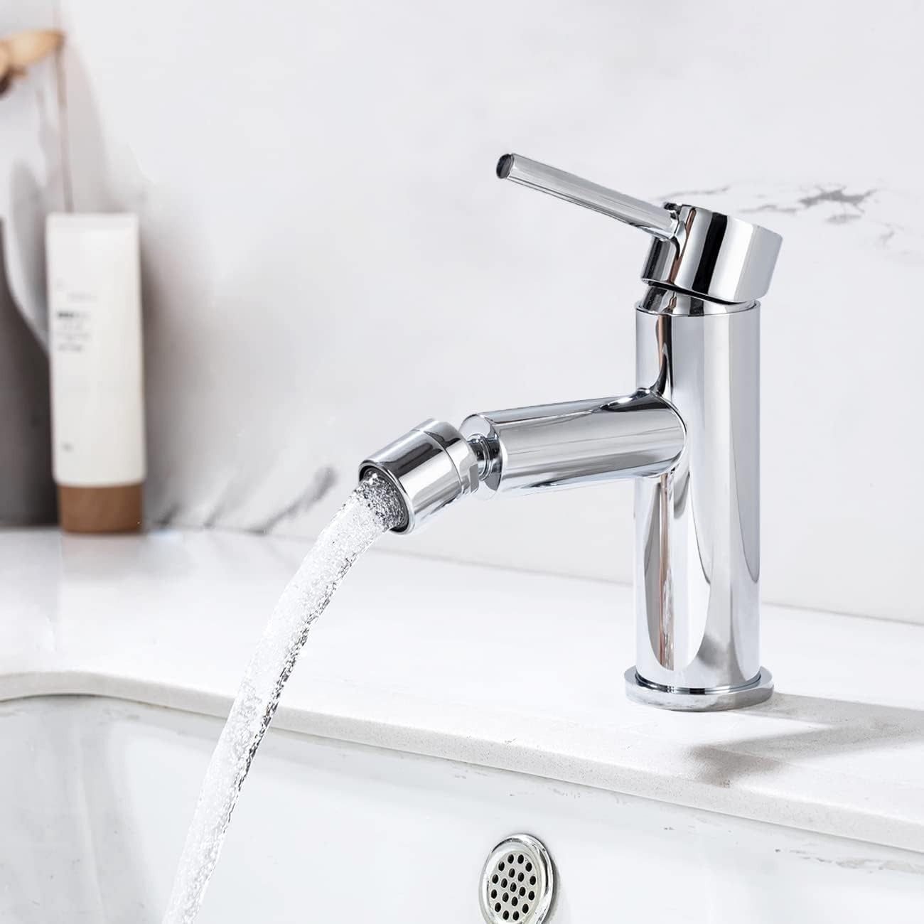 ONECE Bathroom Tap, Single Lever Mixer Tap with Rotating Sprayer Nozzle, Taps fo