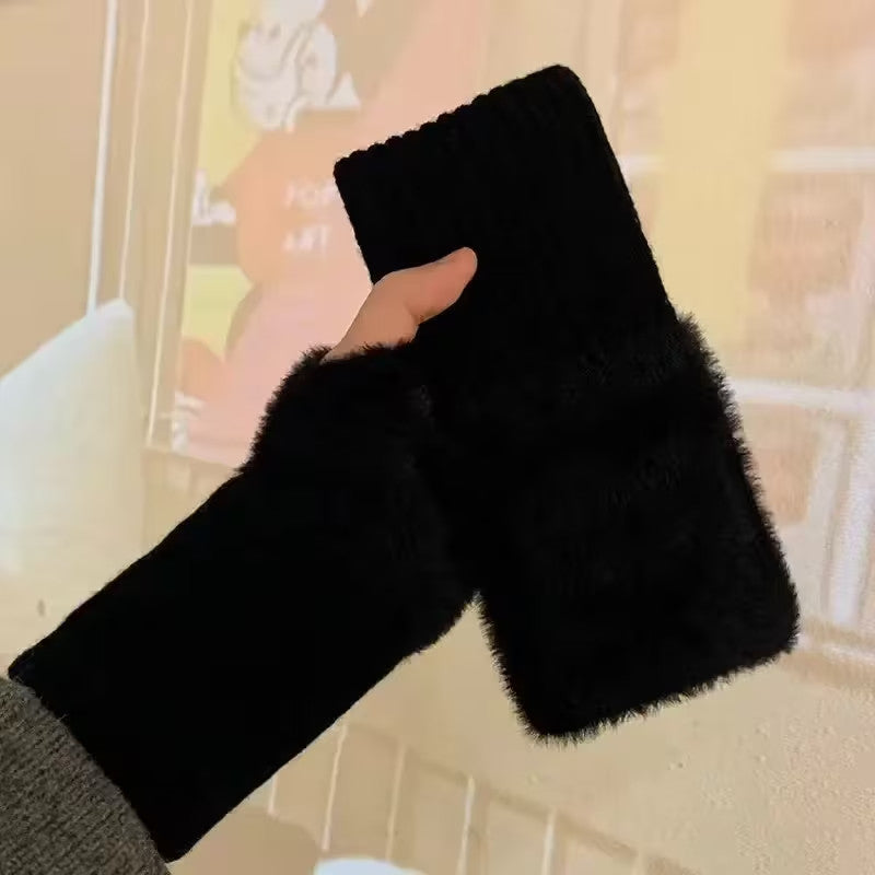 Fingerlose Plüsch-Handschuhe Unisex Flauschige Handstulpen in Mehreren Farben