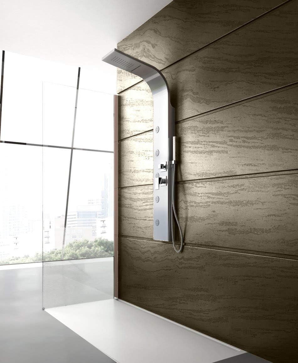 4-Way Shower Panel in Brushed Stainless Steel  	LANERI