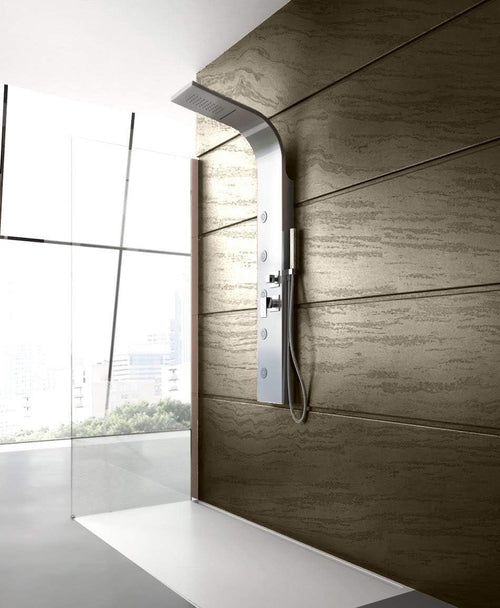 4-Way Shower Panel in Brushed Stainless Steel  	LANERI