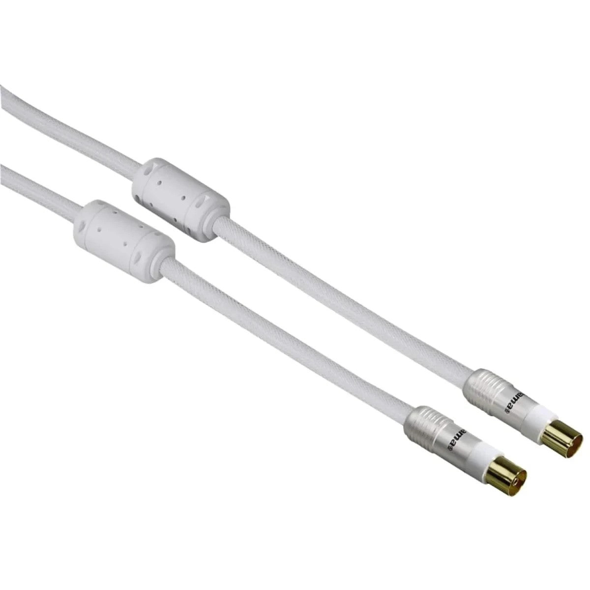 Hama 56564 Antennenkabel, Koax Kabel 1,5m, weiss, vergoldet - Kupplung  95dB