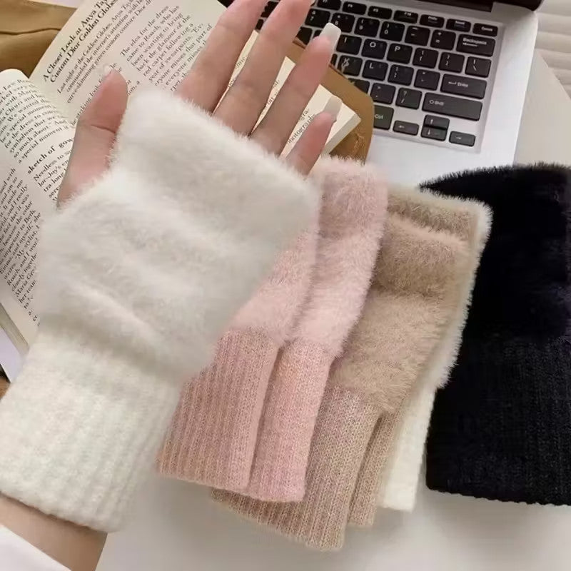 Fingerlose Plüsch-Handschuhe Unisex Flauschige Handstulpen in Mehreren Farben