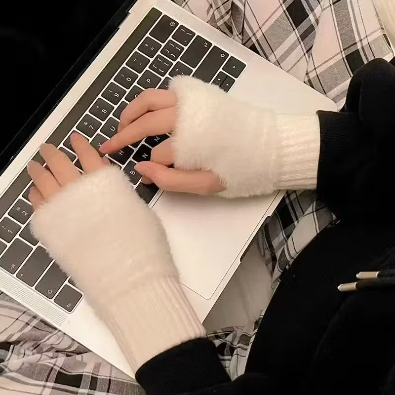 Fingerlose Plüsch-Handschuhe Unisex Flauschige Handstulpen in Mehreren Farben