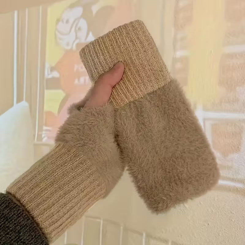Fingerlose Plüsch-Handschuhe Unisex Flauschige Handstulpen in Mehreren Farben
