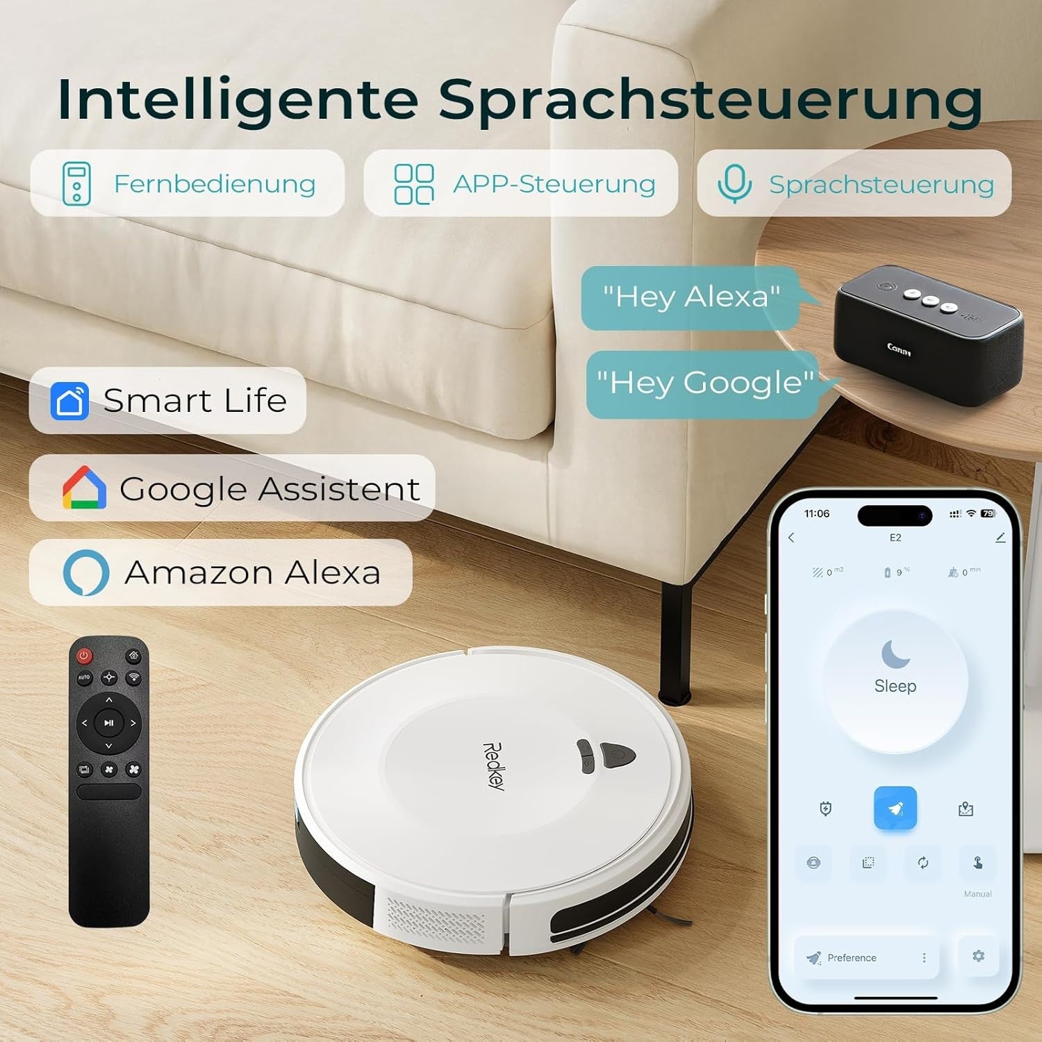 Redkey E6 Saugroboter mit 7000 Pa Saugkraft