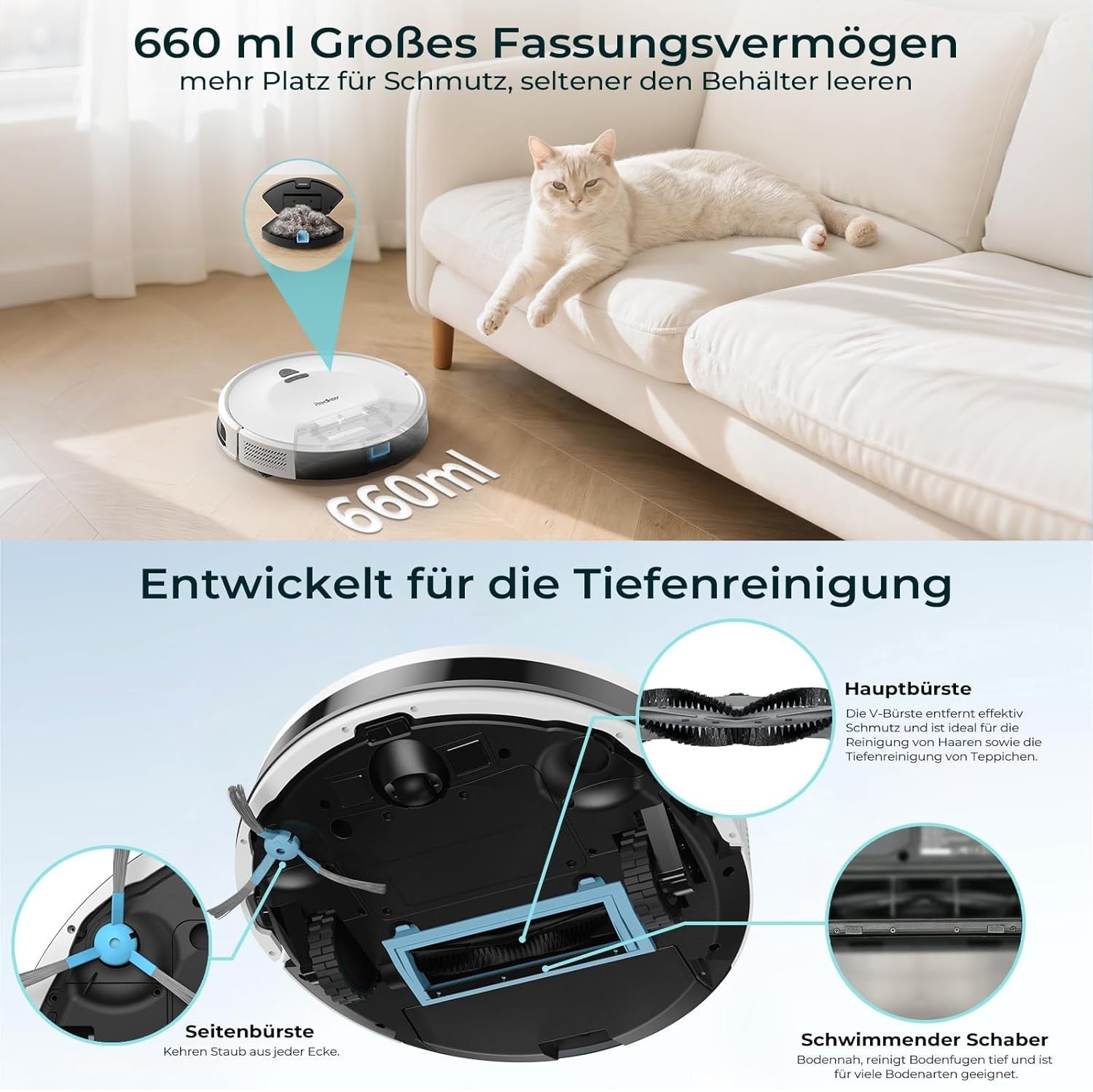 Redkey E6 Saugroboter mit 7000 Pa Saugkraft