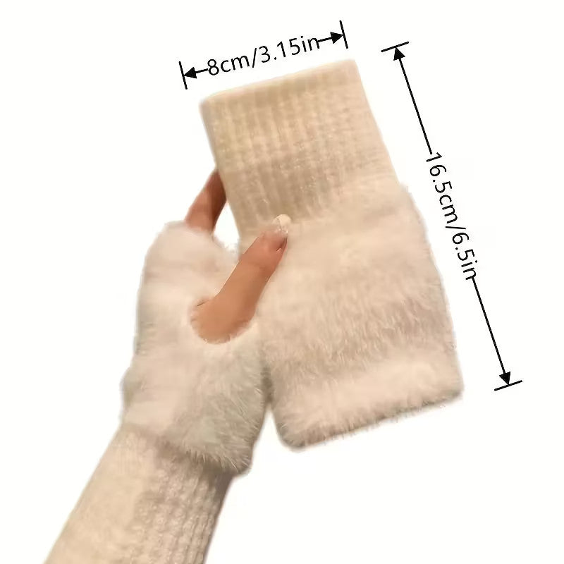 Fingerlose Plüsch-Handschuhe Unisex Flauschige Handstulpen in Mehreren Farben